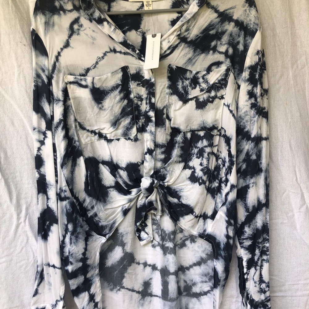 Anthropologie Indigo long sleeve button up blouse